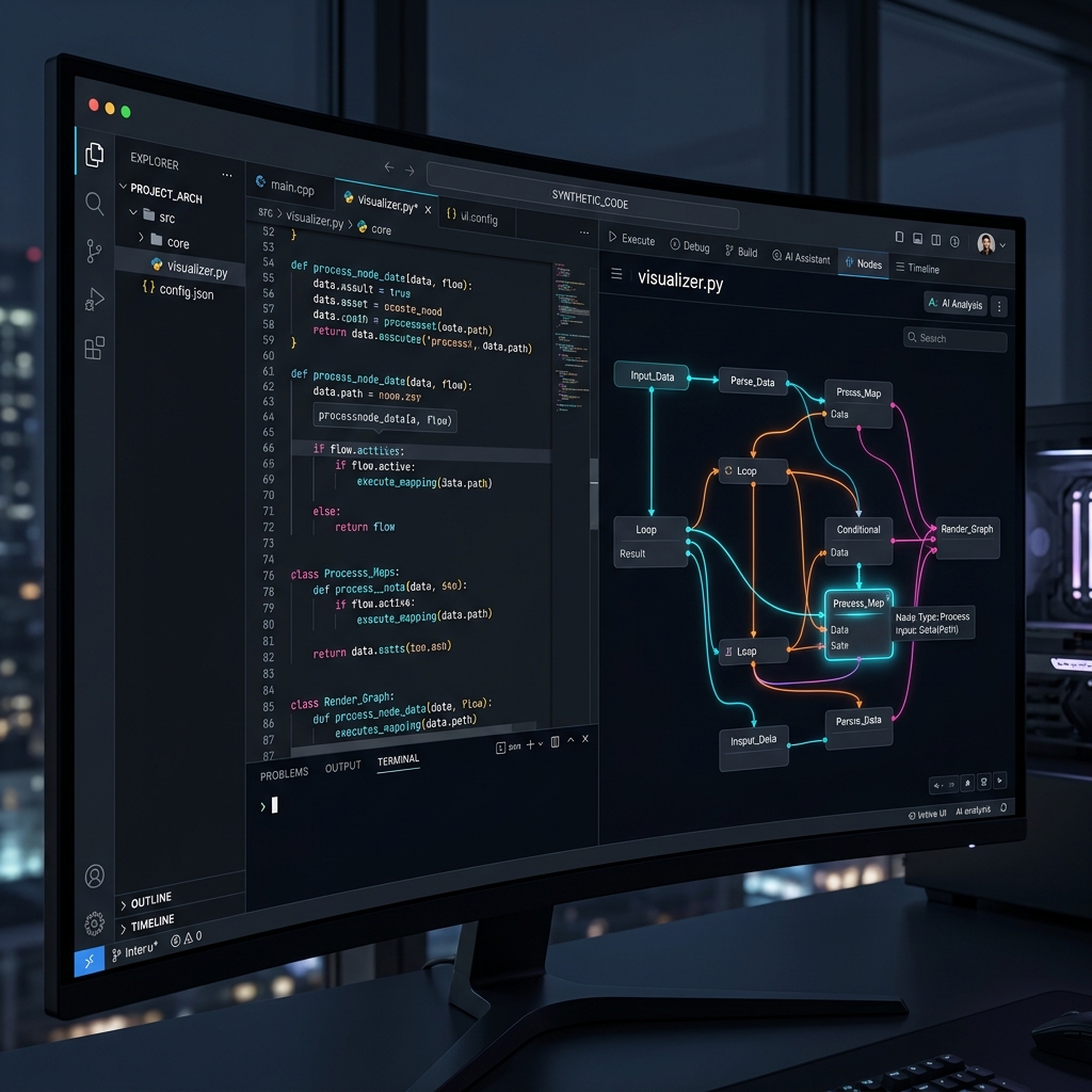High fidelity screenshot of developer tool code editor and terminal